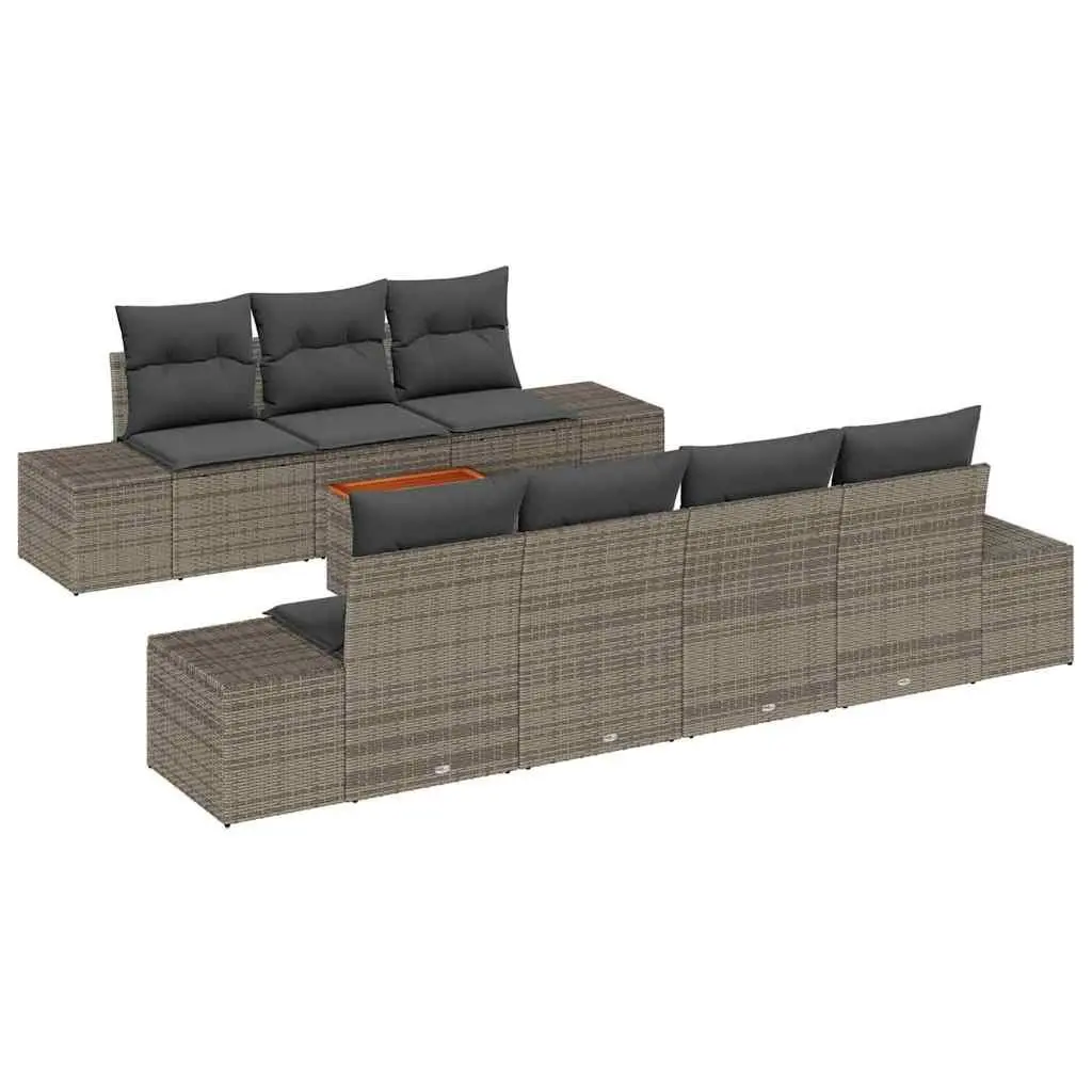 Modular Garden Sofa Set 8 Piece Outdoor Furniture Grey Poly Rattan