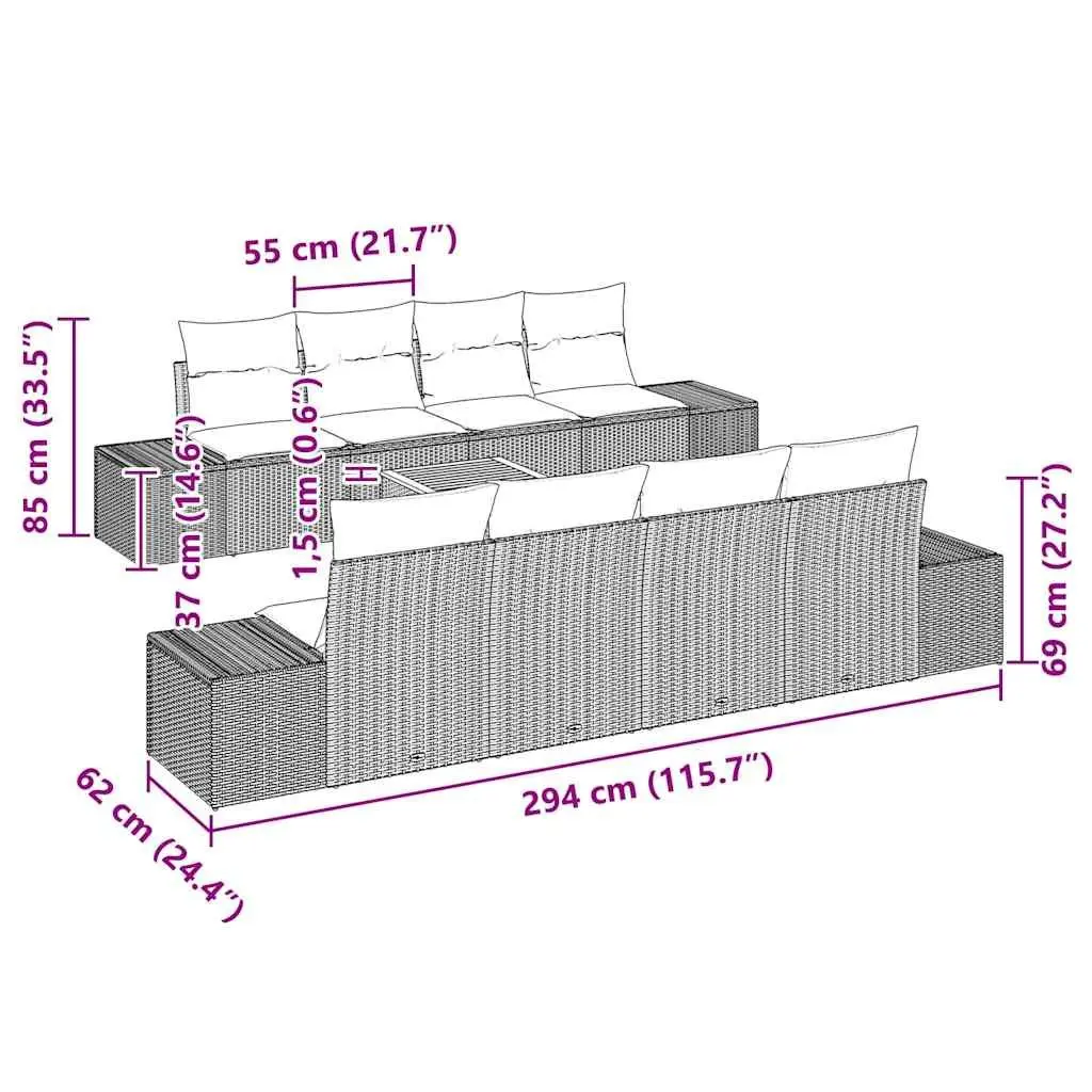 9 Piece Modular Garden Sofa Set