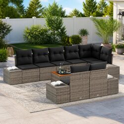 Quality Outdoor Sofa Set: 9 Pieces with Storage Options