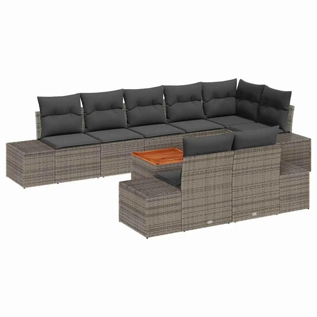 Outdoor Sofa Set 9 Pieces with Storage Garden Furniture Grey Patio Seating