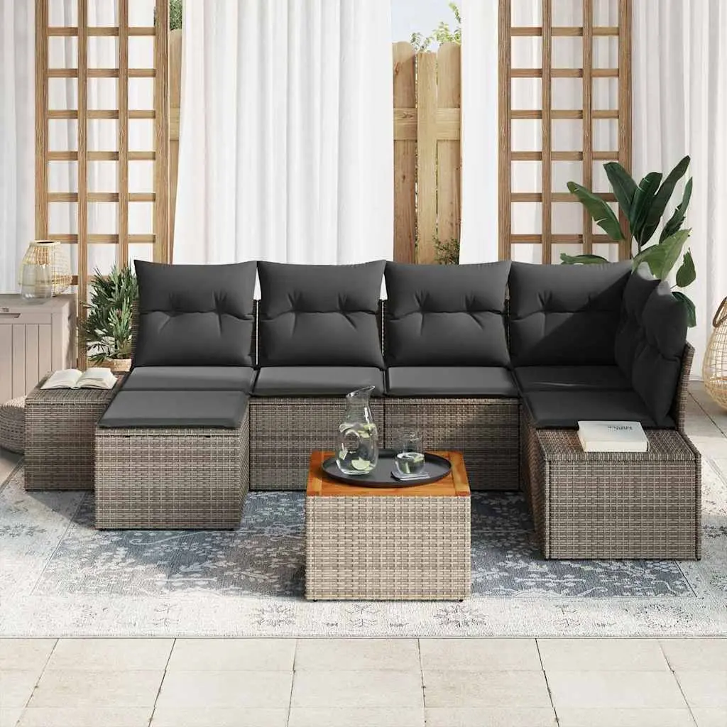 Garden Sofa Set 7 Piece Outdoor Furniture Modular Patio Sectional Grey