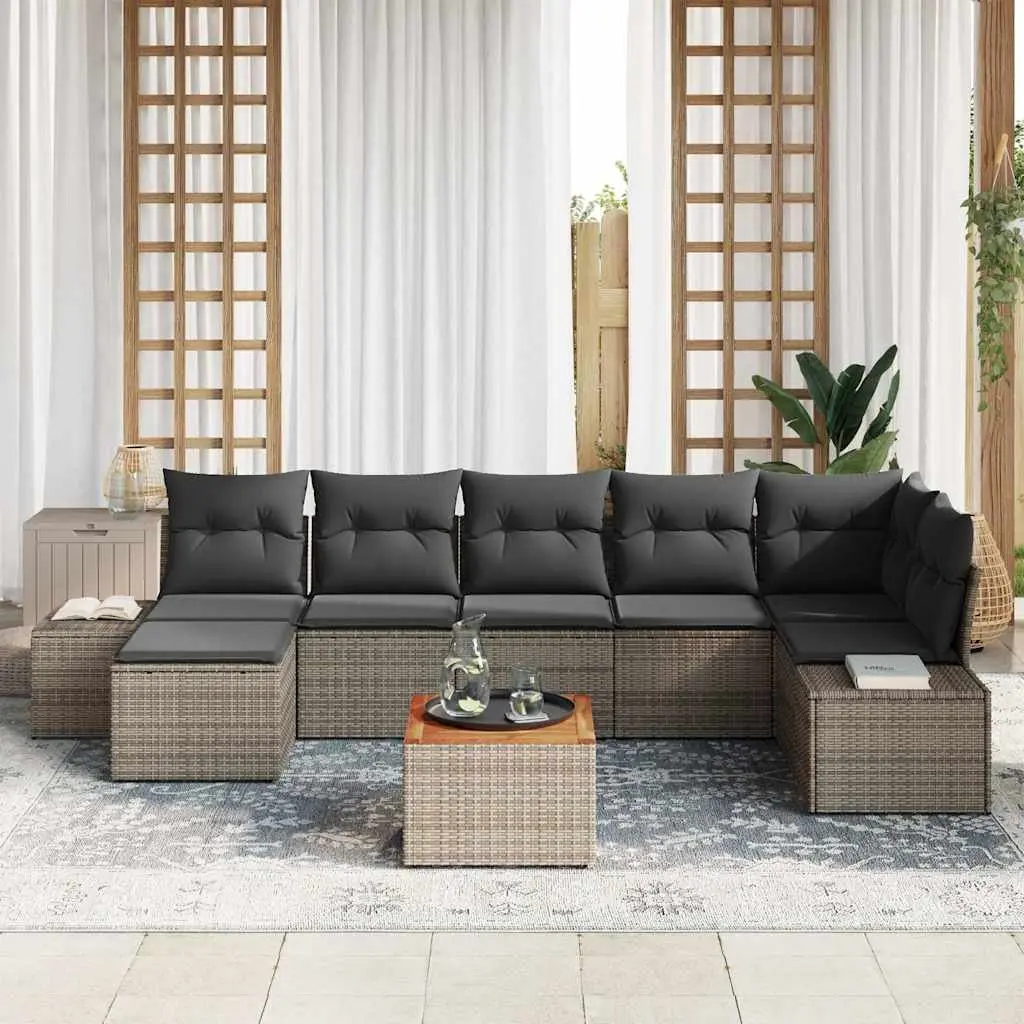 Garden Sofa Set Modular Seating with Storage 8 Pieces Grey Outdoor Furniture