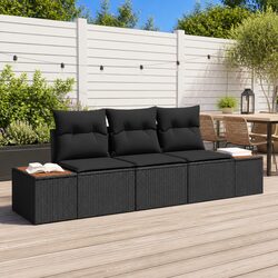 Value-Driven 3-Piece Black Outdoor Sofa Set with Cushions