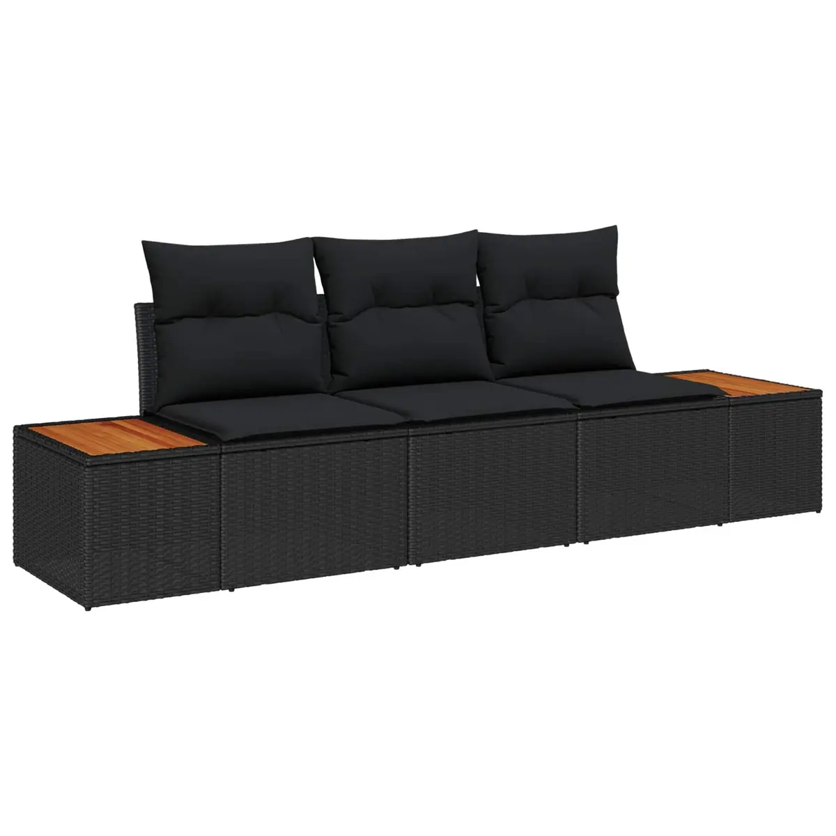 Outdoor Garden Sofa Set 3 Pcs Black Poly Rattan Storage Cushions Seating