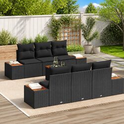 Reliable 7-Piece Black Garden Sofa Set for Your Home
