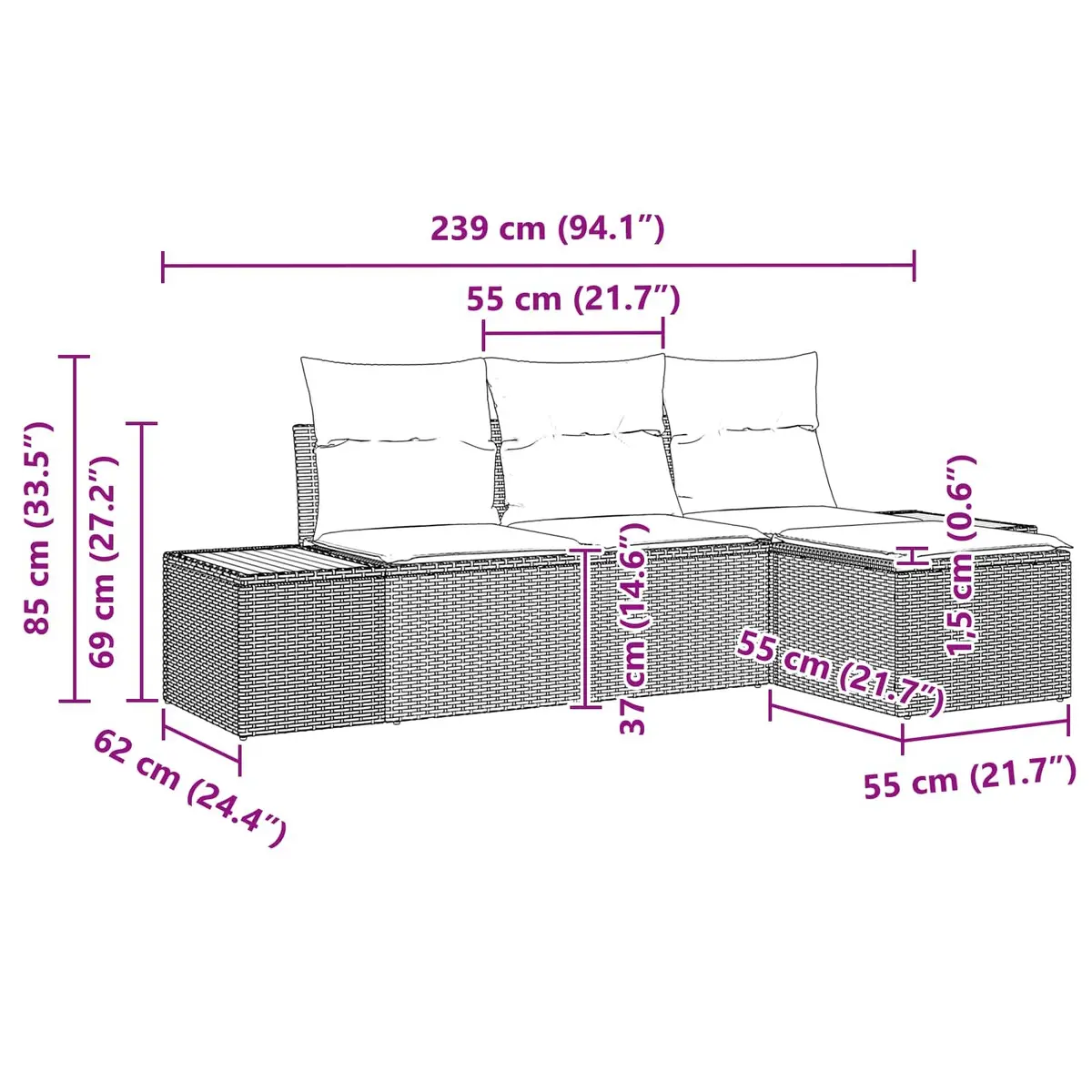 Outdoor Garden Sofa Set with Storage