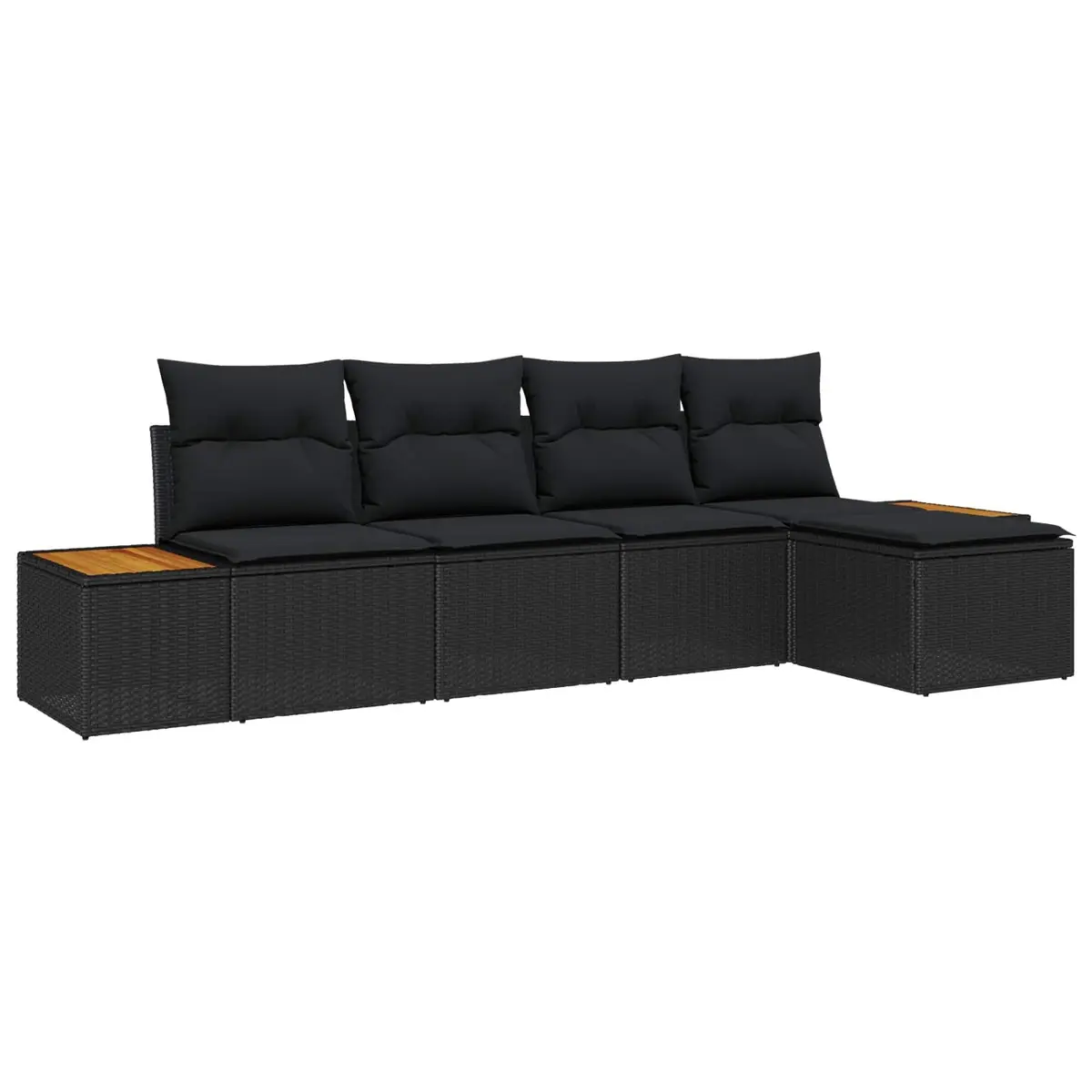 Garden Sofa Set Modular Outdoor Seating 6 Piece Black Poly Rattan with Cushion