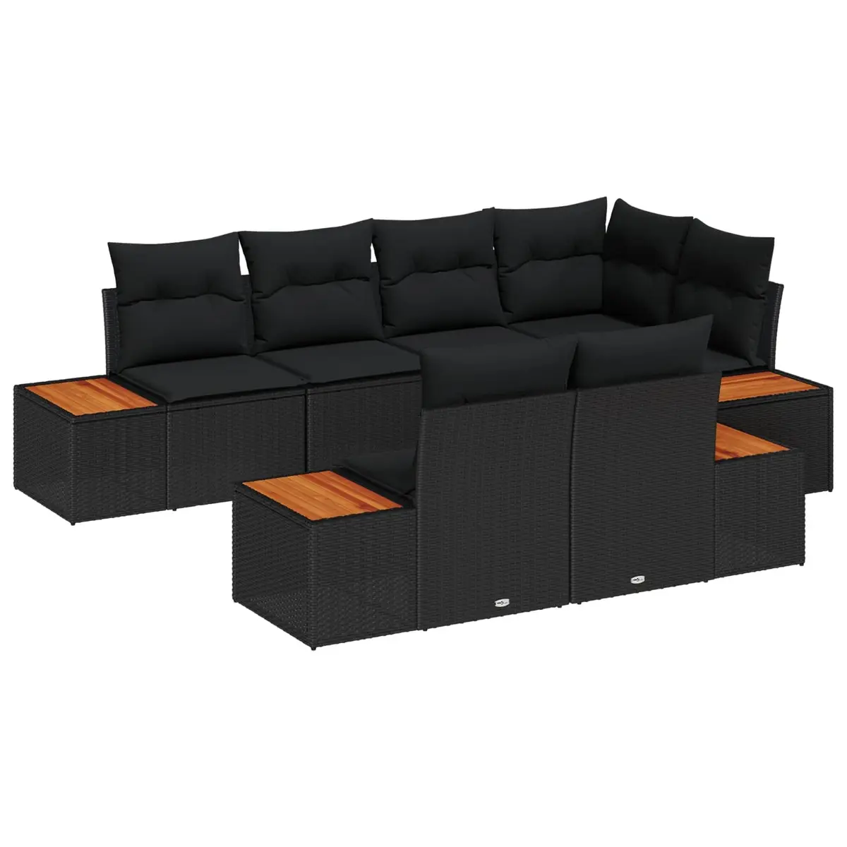 Modular Garden Sofa Set Outdoor Relaxation 7 Piece Black Poly Rattan