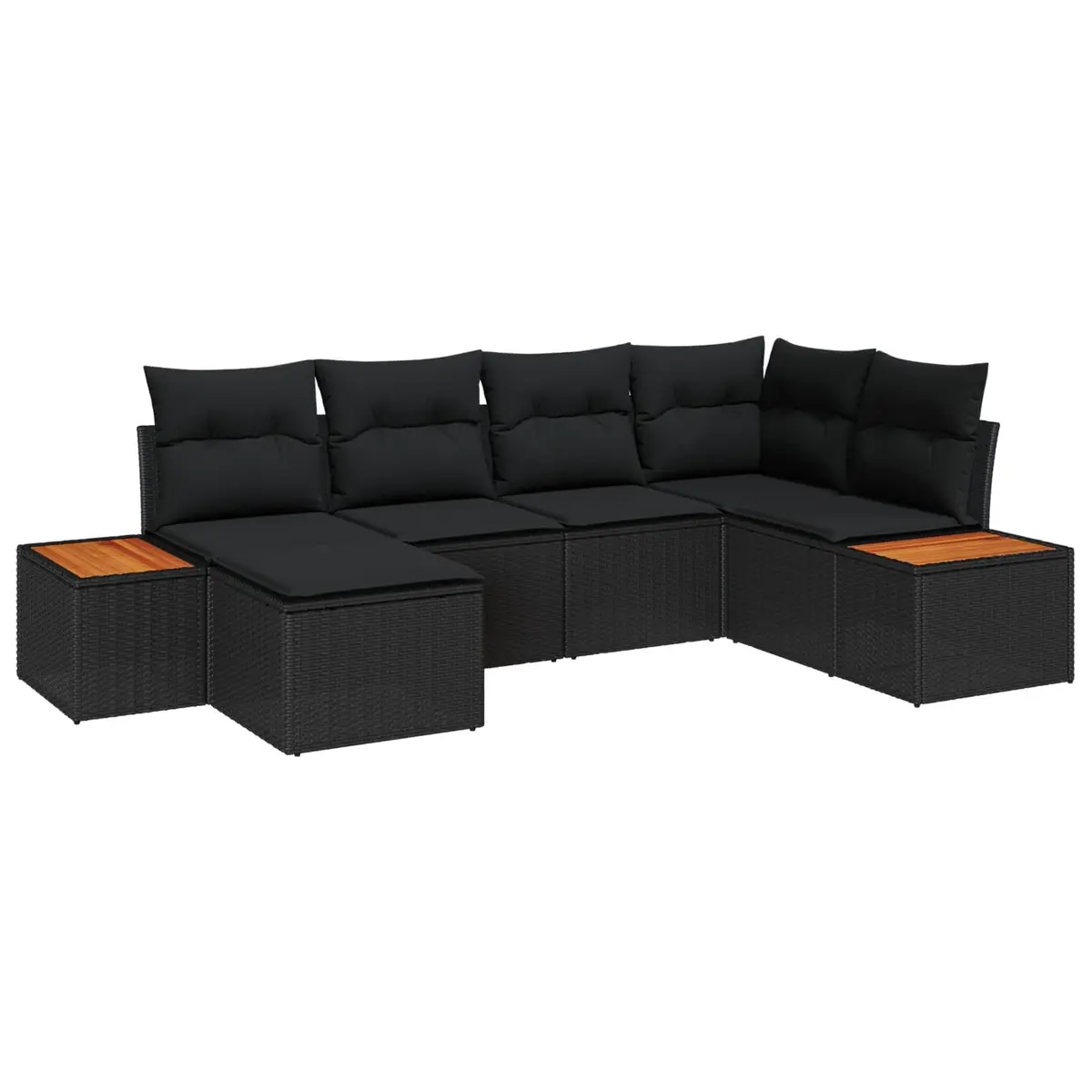 Outdoor Garden Sofa Set Modular Lounge Seating 7 Piece Black Poly Rattan
