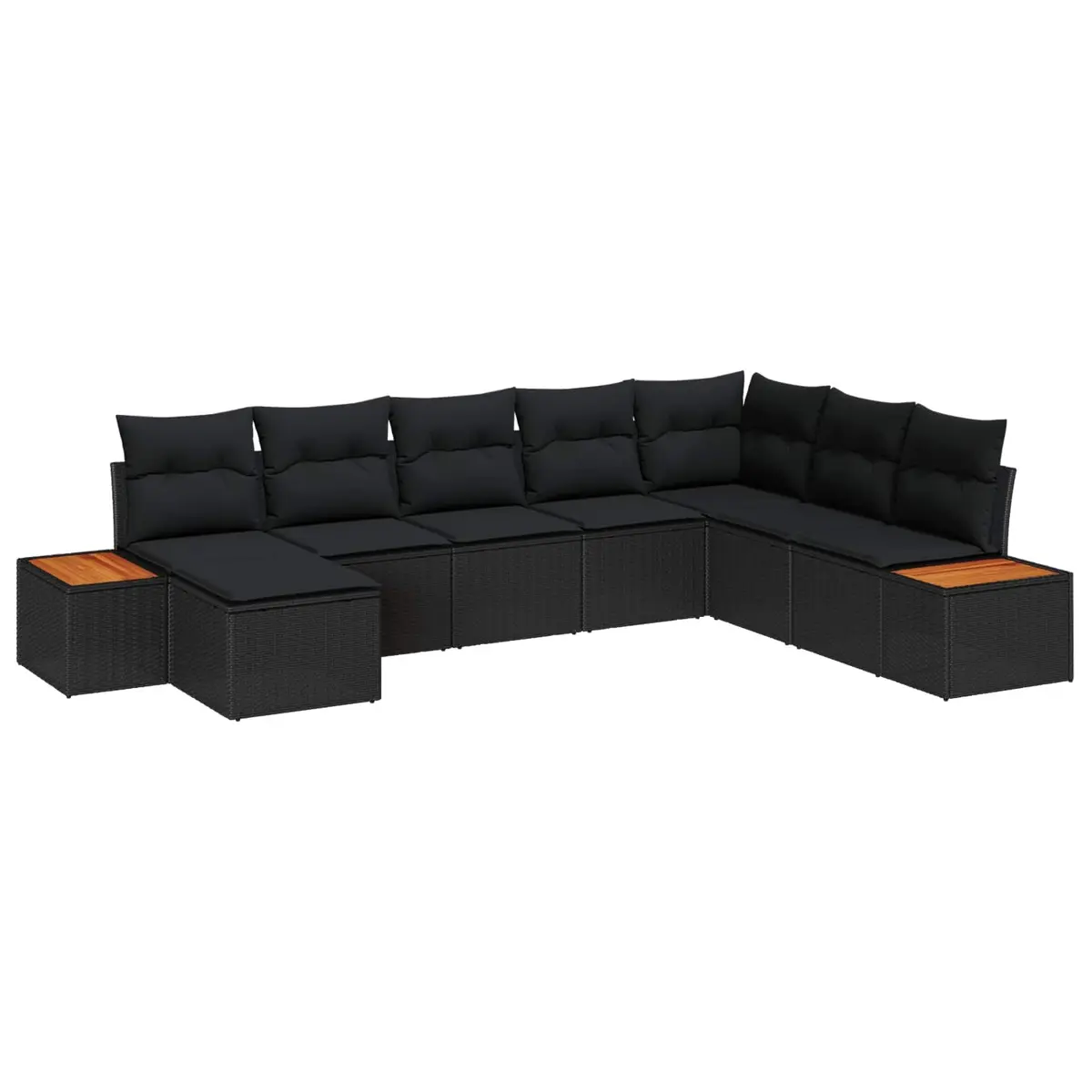 Outdoor Garden Sofa Set 9 Pieces Modular Patio Furniture Black Poly Rattan