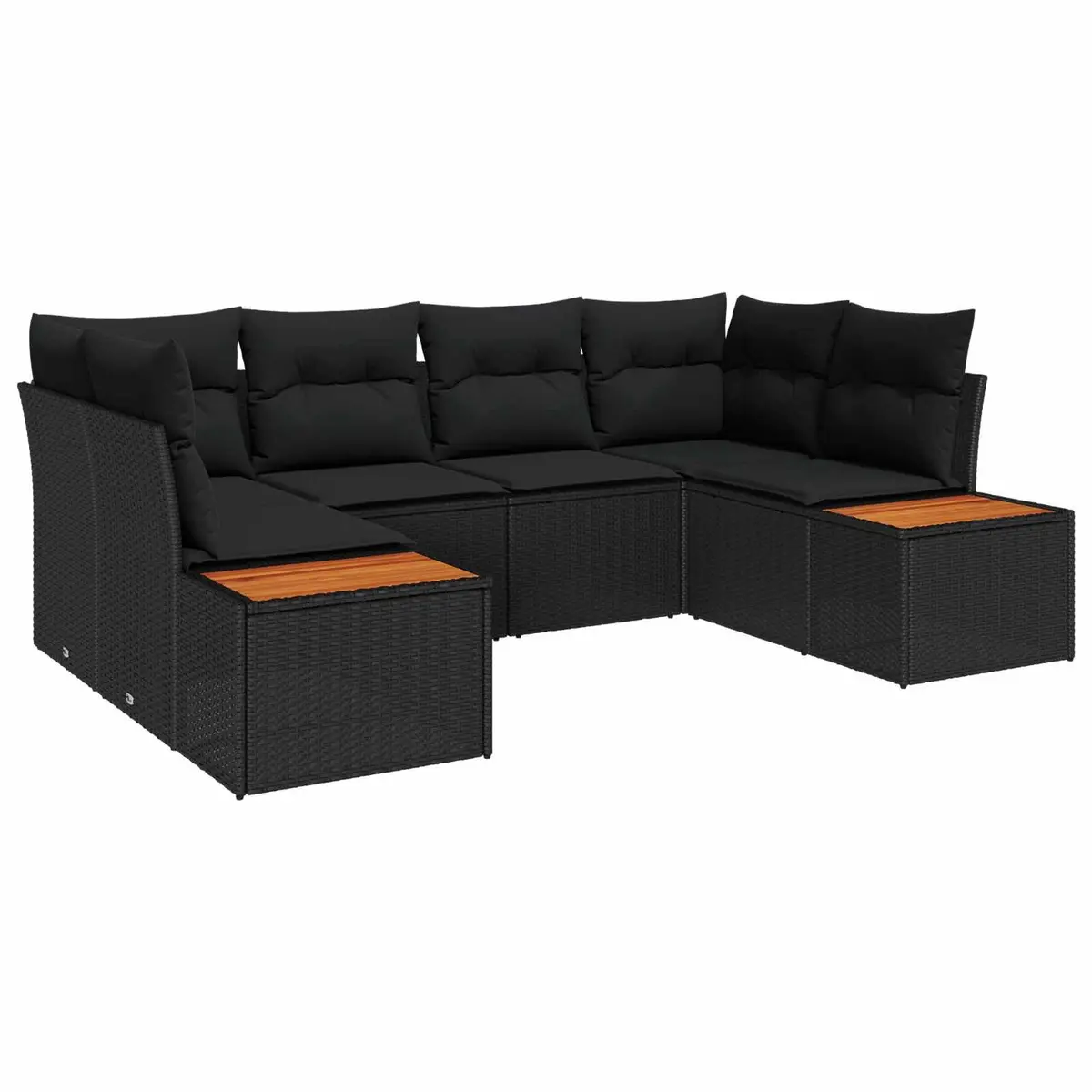 Modular Outdoor Sofa Set 6 Piece Garden Seating Black Poly Rattan Furniture