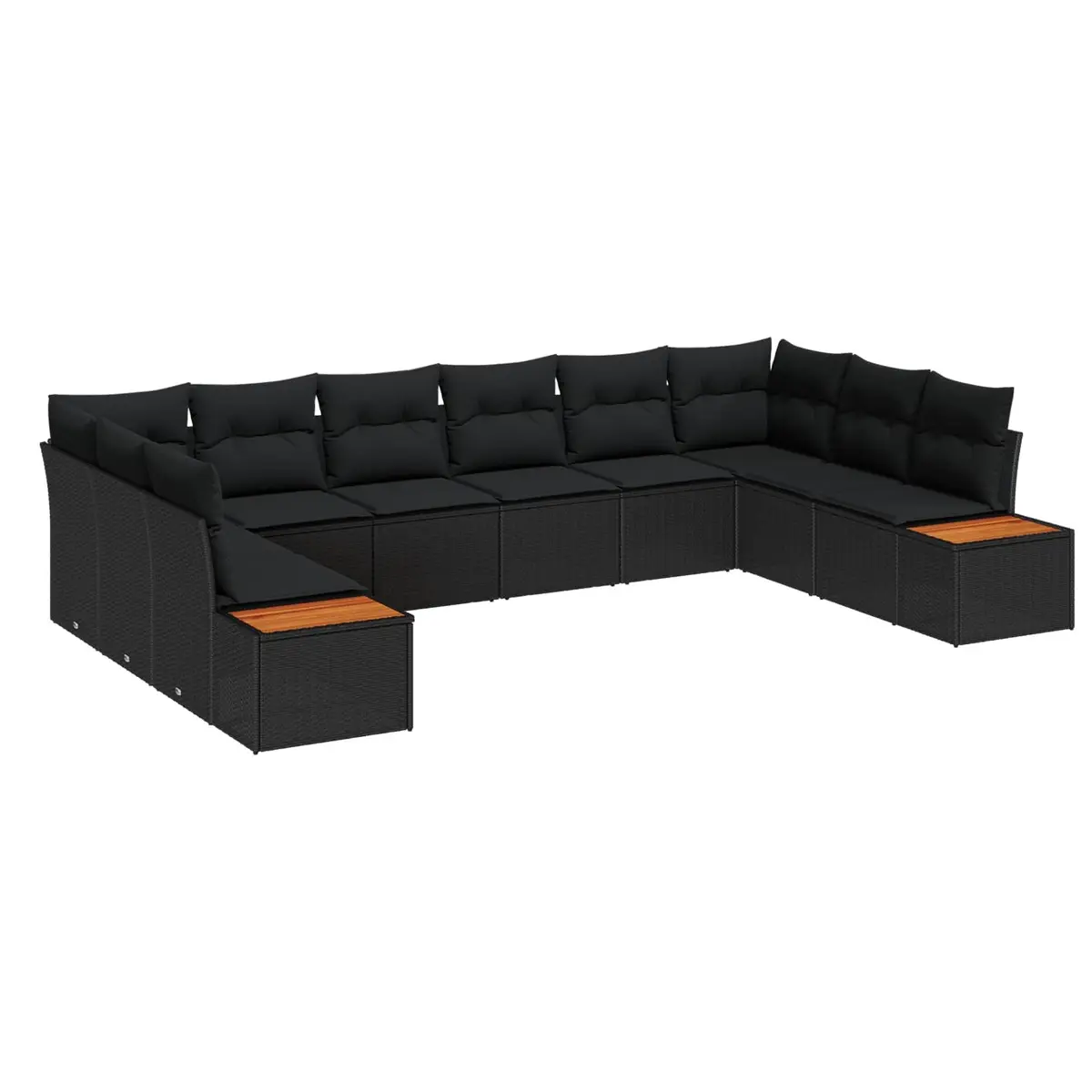 Outdoor Garden Sofa Set Modular Seating 10 Piece Black Poly Rattan