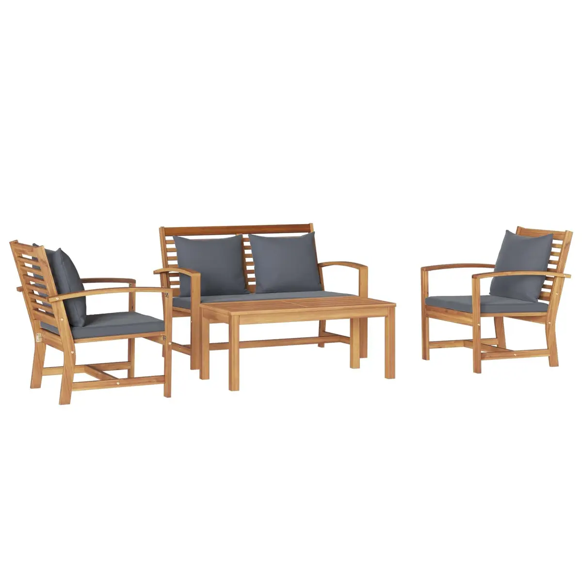4-Piece Brown Garden Sofa Set