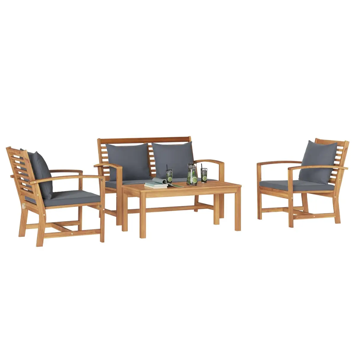 4-Piece Brown Garden Sofa Set