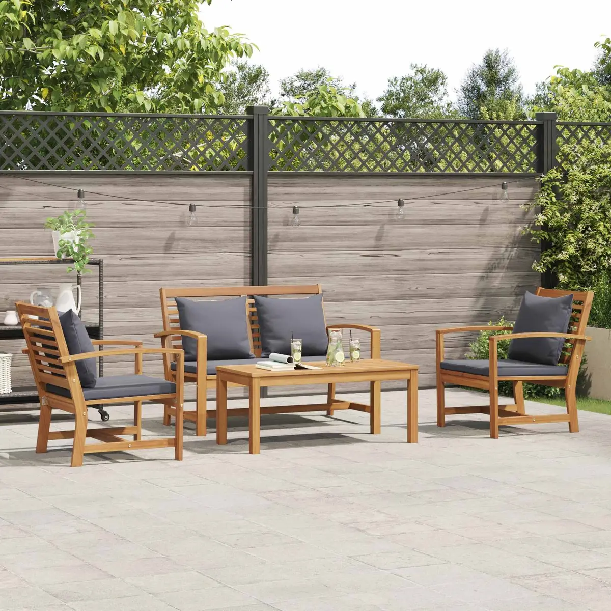 4-Piece Brown Garden Sofa Set