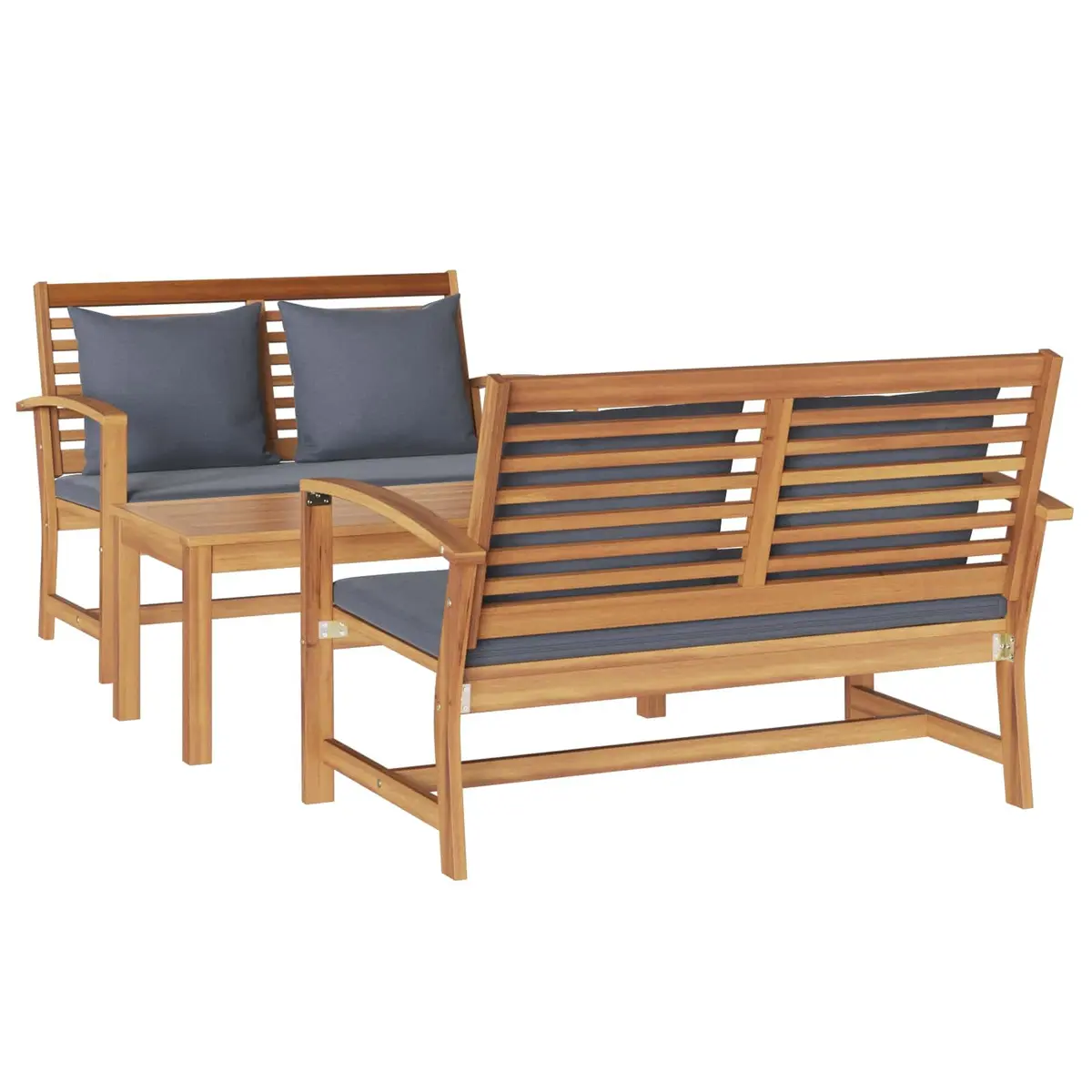 Garden Sofa Set 3 Pieces Outdoor Furniture Teak Wood Brown