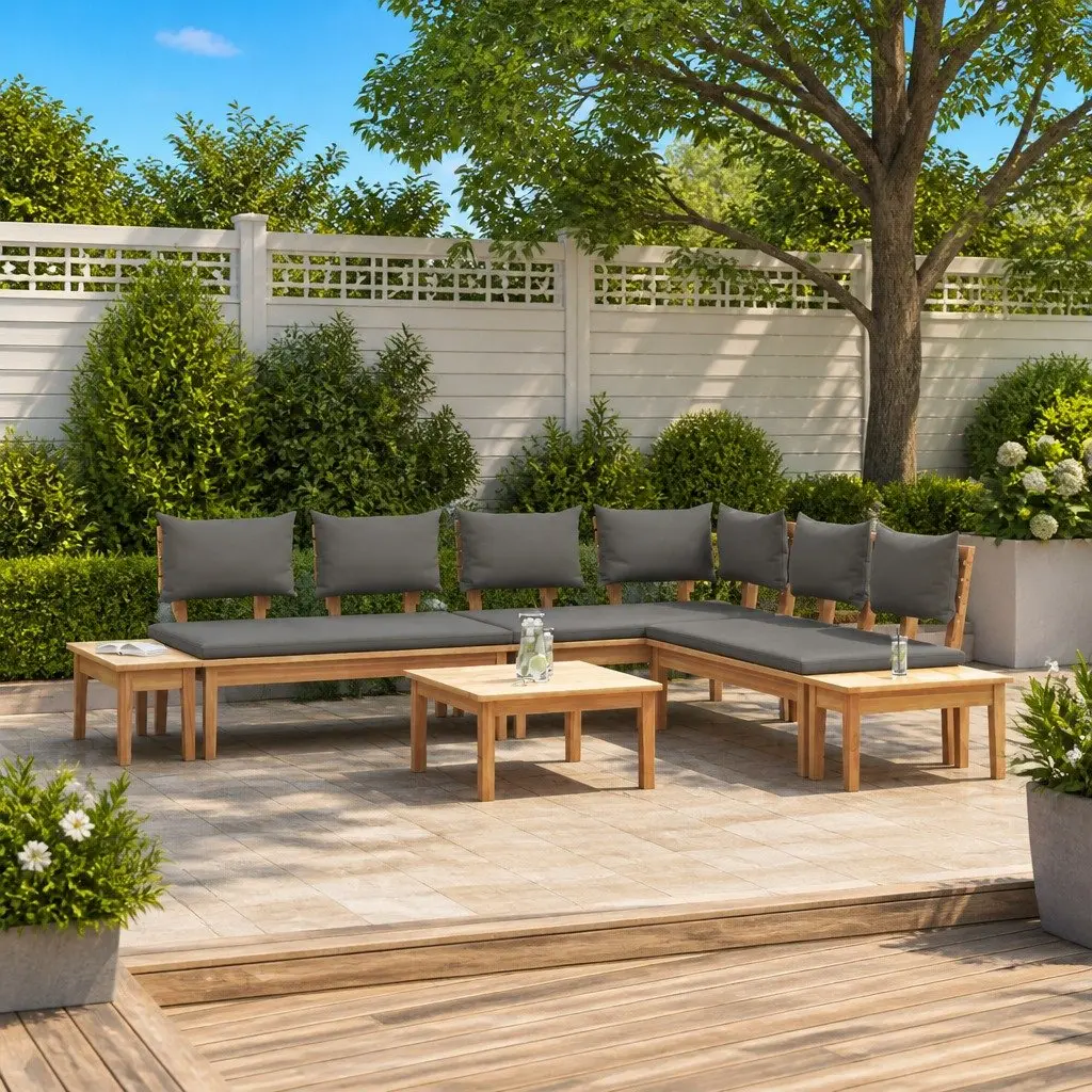 Garden Sofa Set Outdoor Lounge 3 Piece Brown Grey