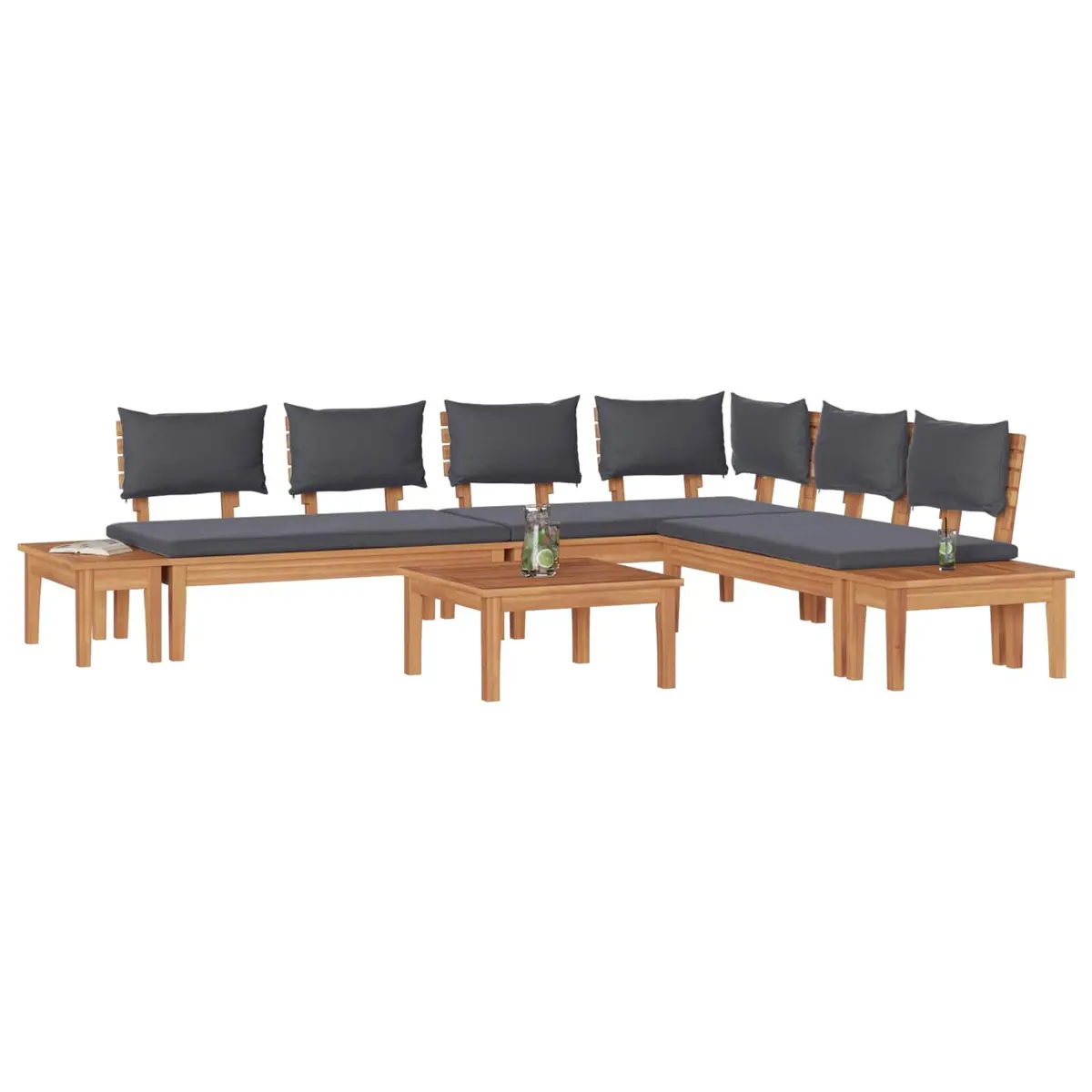 Garden Sofa Set Outdoor Lounge 3 Piece Brown Grey