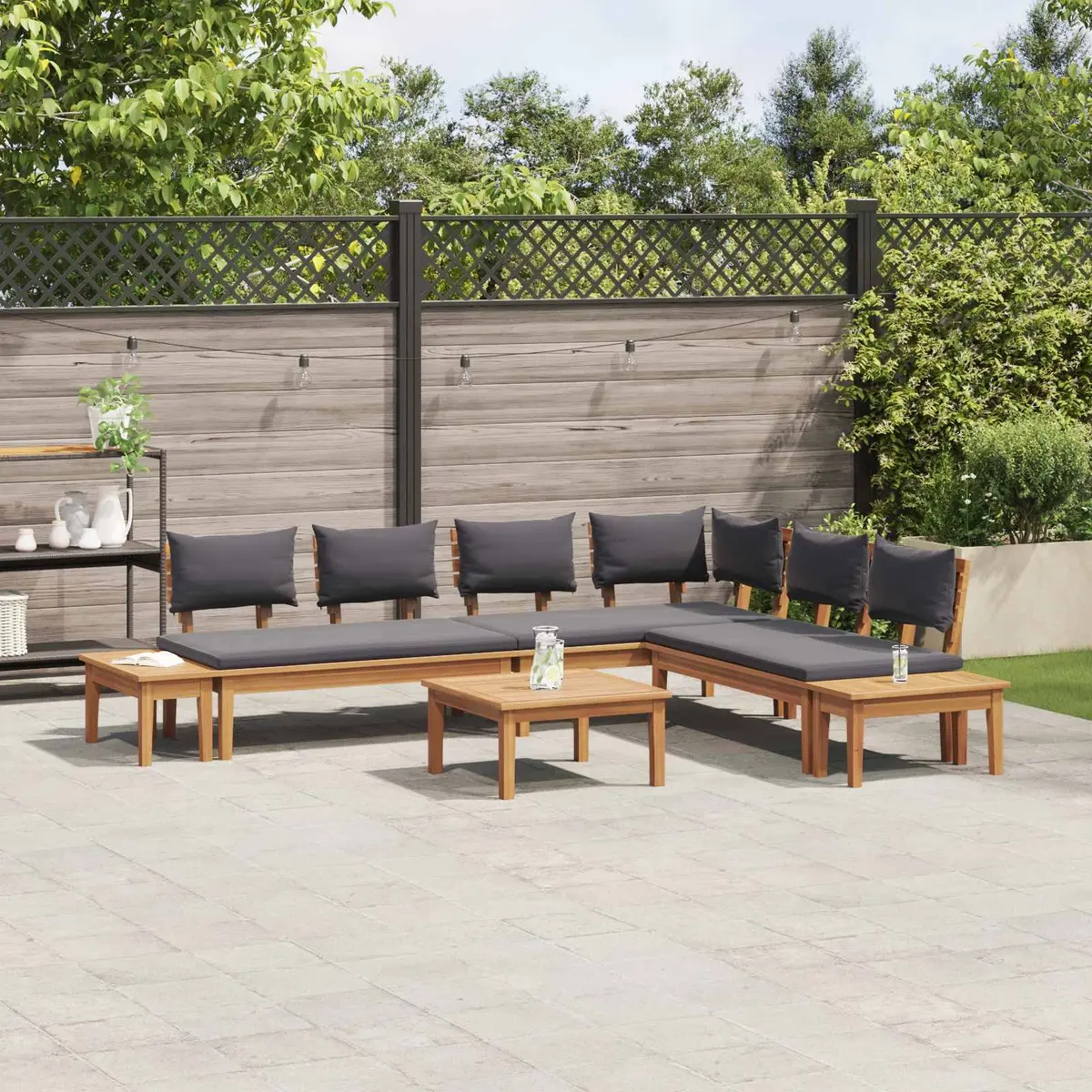 Garden Sofa Set Outdoor Lounge 3 Piece Brown Grey