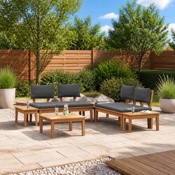 Comfortable Outdoor Garden Sofa Set in Brown and Grey