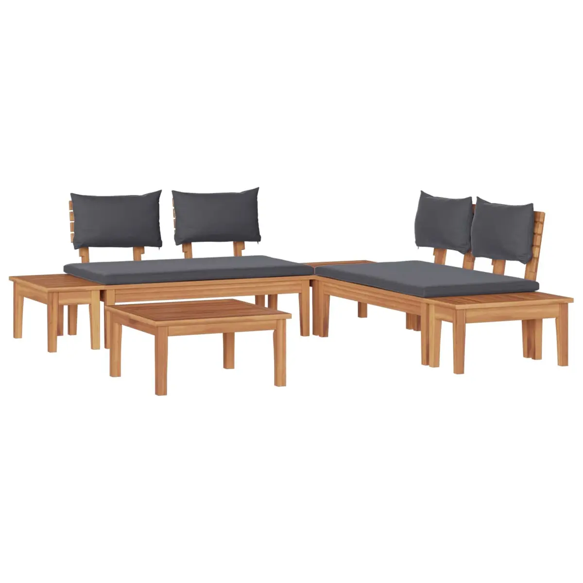 Garden Sofa Set 3 Piece Outdoor Lounge Seating Brown Grey