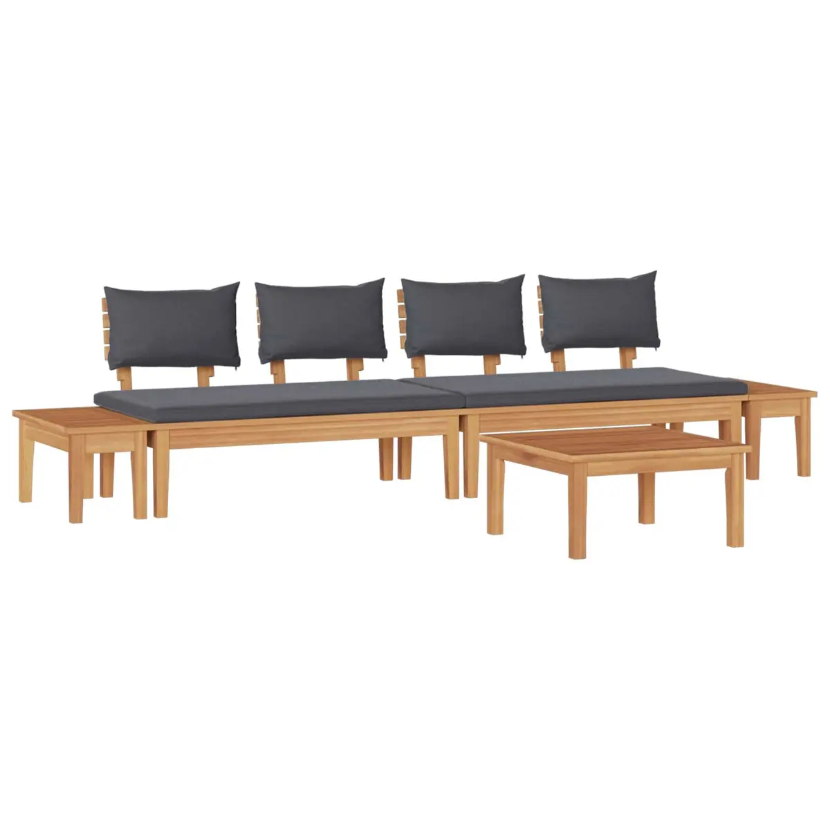 Garden Sofa Set Outdoor Furniture 5 Pieces Brown Grey Modern Seating