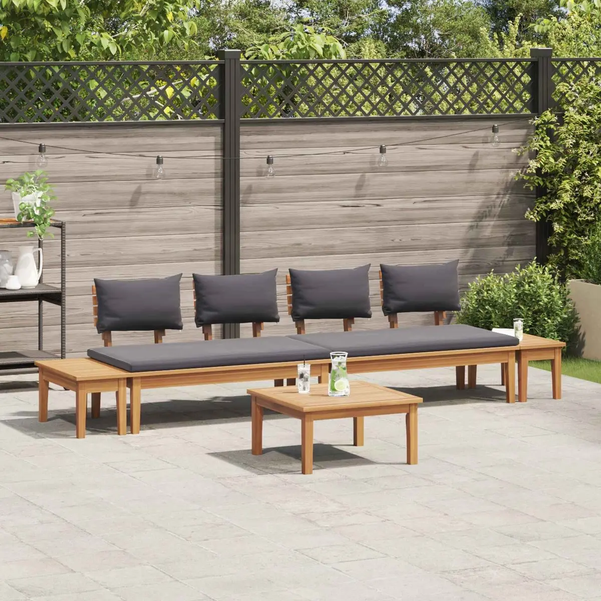 Garden Sofa Set Outdoor Furniture 5 Pieces Brown Grey Modern Seating