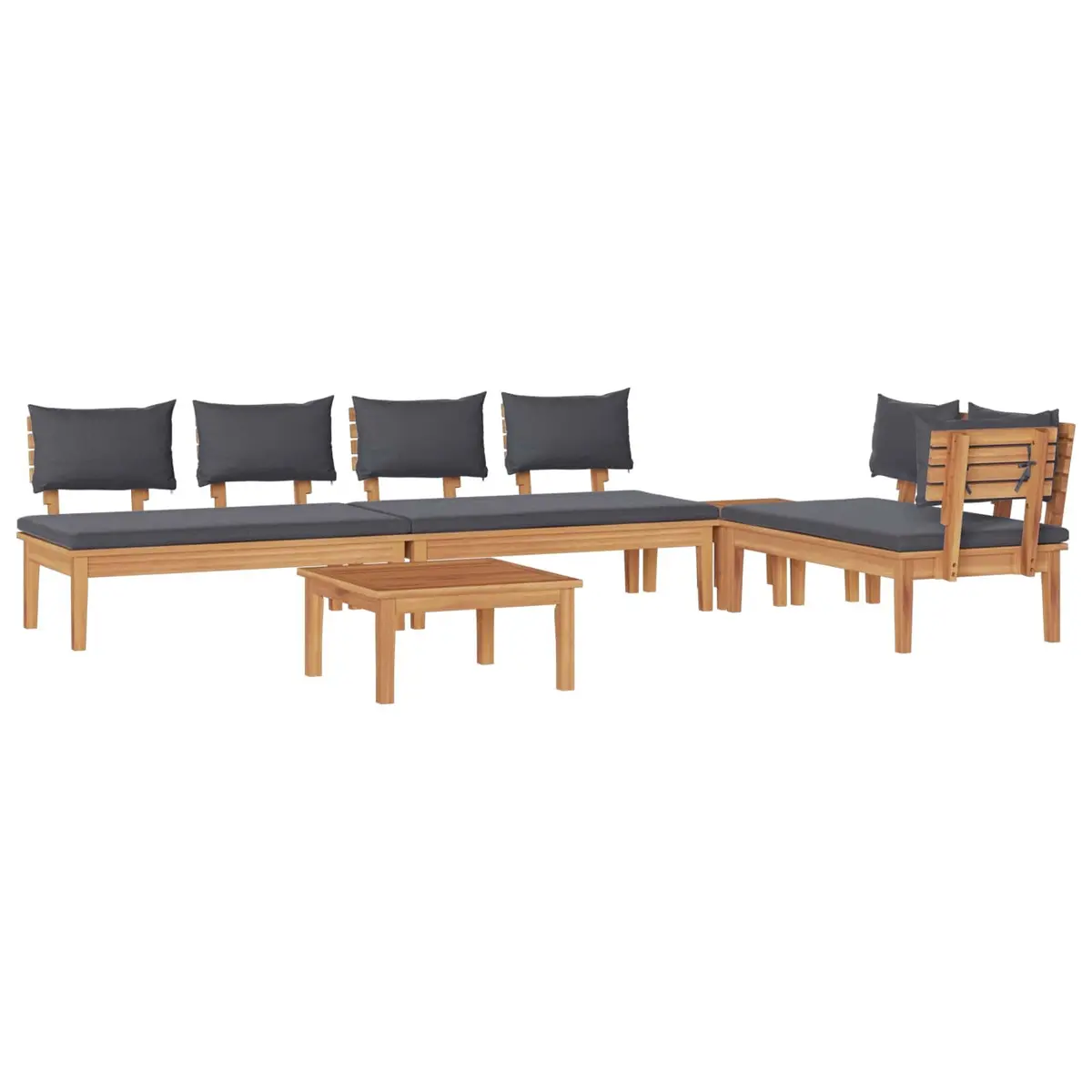 Garden Sofa Set Modern Outdoor Lounge Seating 5 Piece Brown Grey