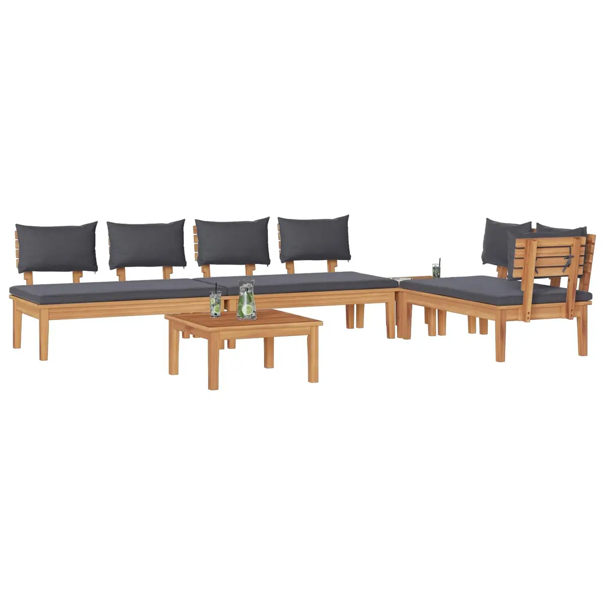 Garden Sofa Set Modern Outdoor Lounge Seating 5 Piece Brown Grey