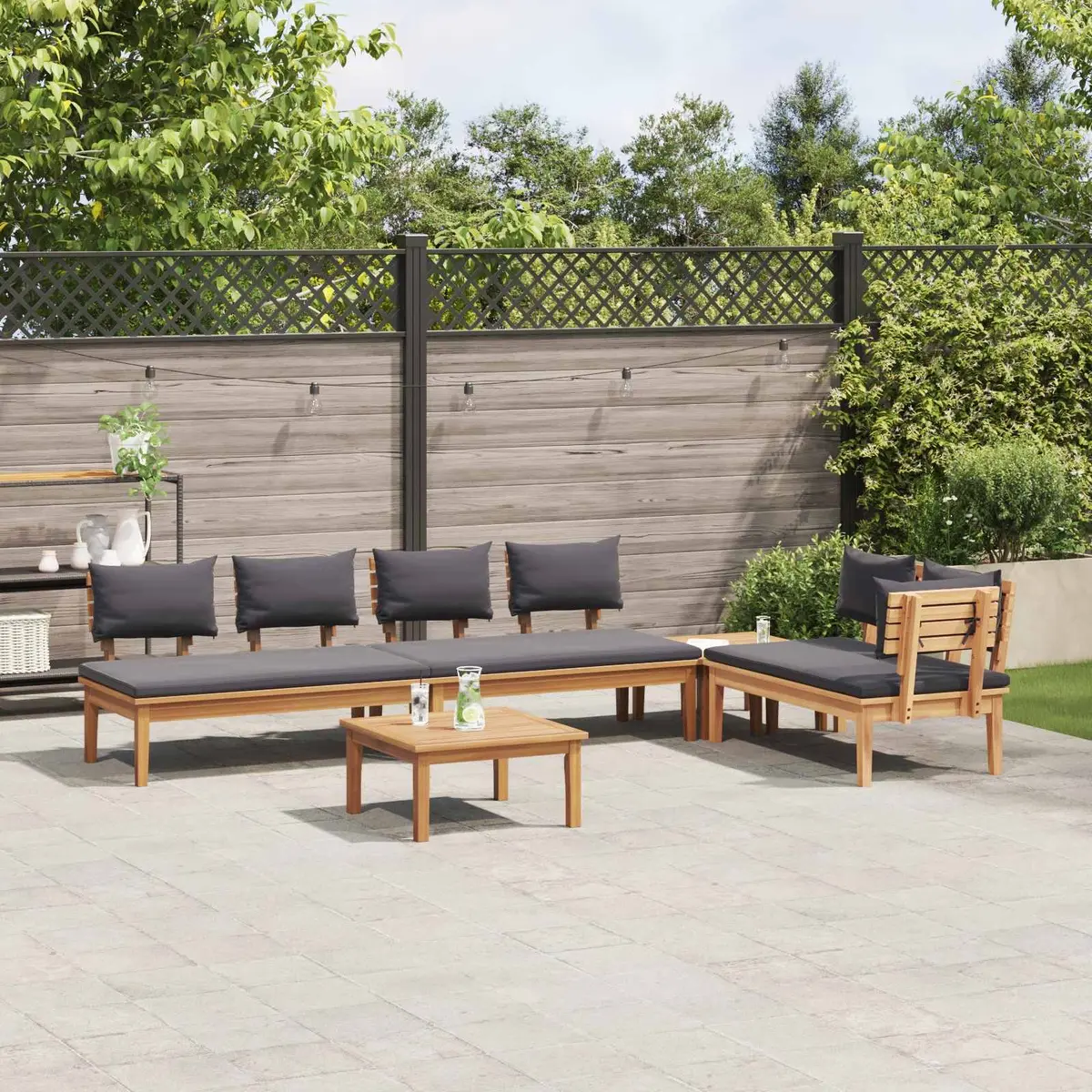 Garden Sofa Set Modern Outdoor Lounge Seating 5 Piece Brown Grey