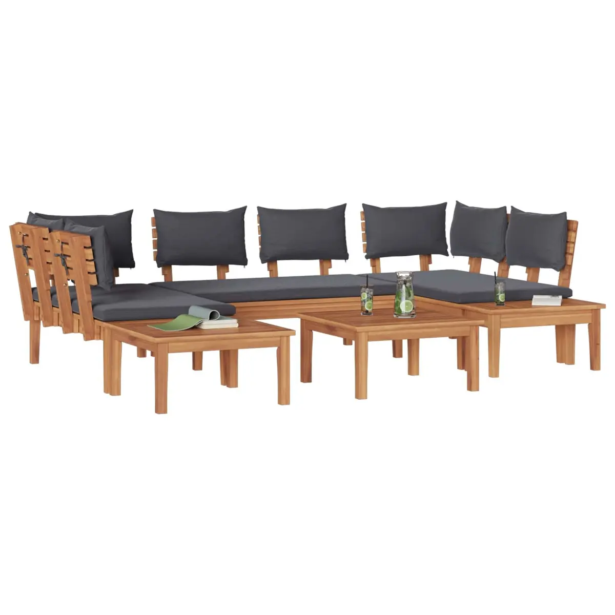 4 Piece Outdoor Garden Sofa Set Modern Patio Seating Furniture Brown Grey