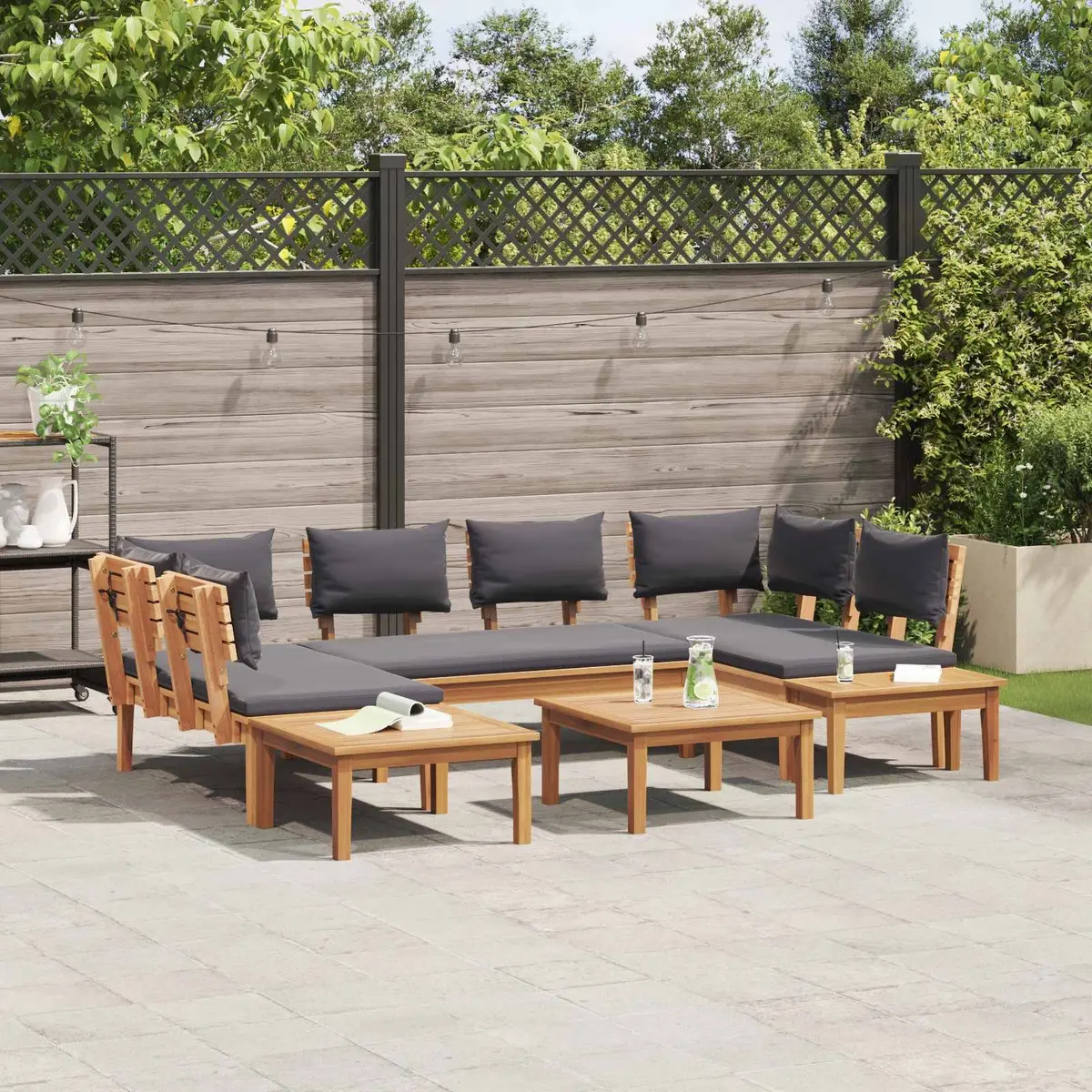 4 Piece Outdoor Garden Sofa Set Modern Patio Seating Furniture Brown Grey