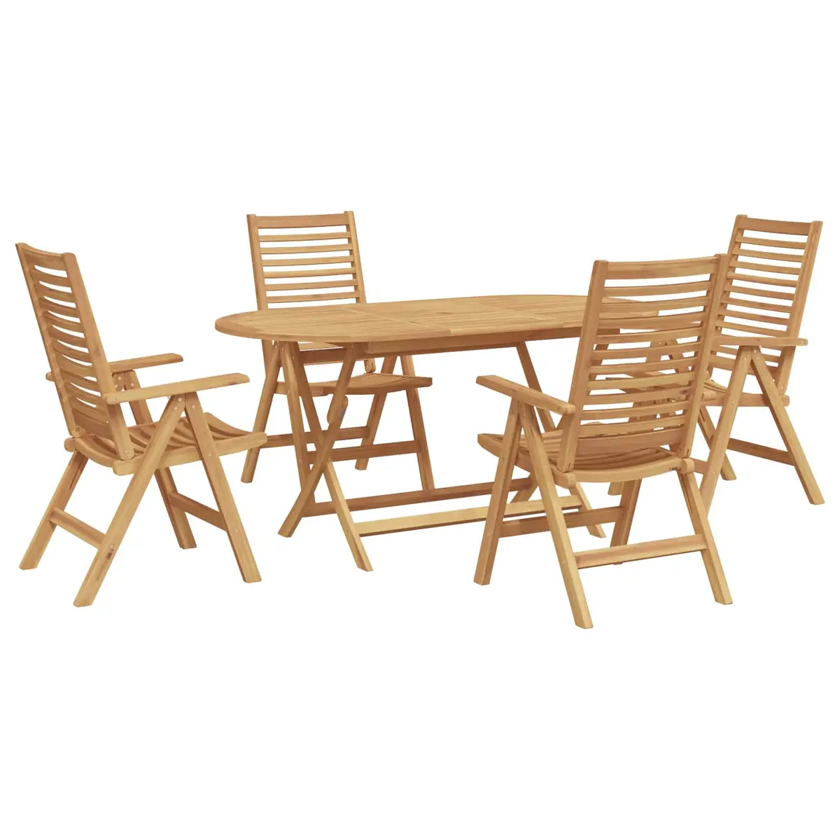 Garden Dining Set 5 Pieces Outdoor Furniture Table Chairs Brown Teak Wood