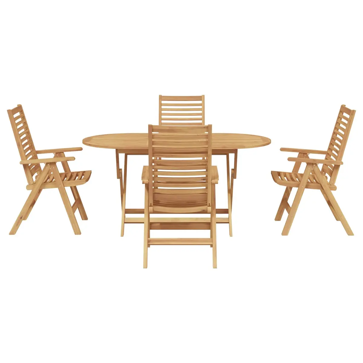 Garden Dining Set 5 Pieces Outdoor Furniture Table Chairs Brown Teak Wood