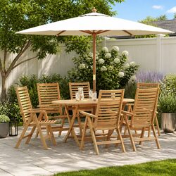 Comfort and Value with This 7-Piece Teak Dining Set