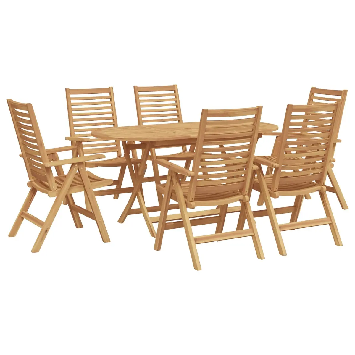 Outdoor Dining Set 7 Piece Teak Wood Brown Garden Patio Furniture Table Chairs