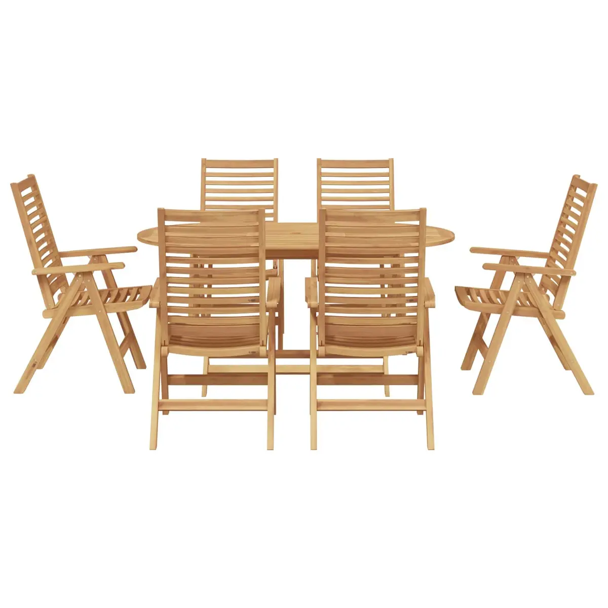 Outdoor Dining Set 7 Piece Teak Wood Brown Garden Patio Furniture Table Chairs