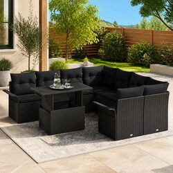 Durable 9-Piece Garden Sofa Set in Elegant Black