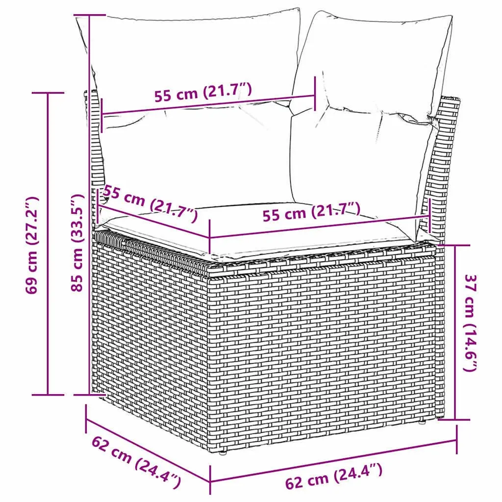 Modular Garden Sofa Set 7 Piece Outdoor Lounge Grey Poly Rattan