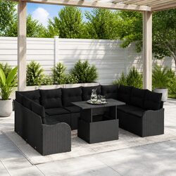 Value-Driven 10 Piece Black Rattan Outdoor Sofa Set