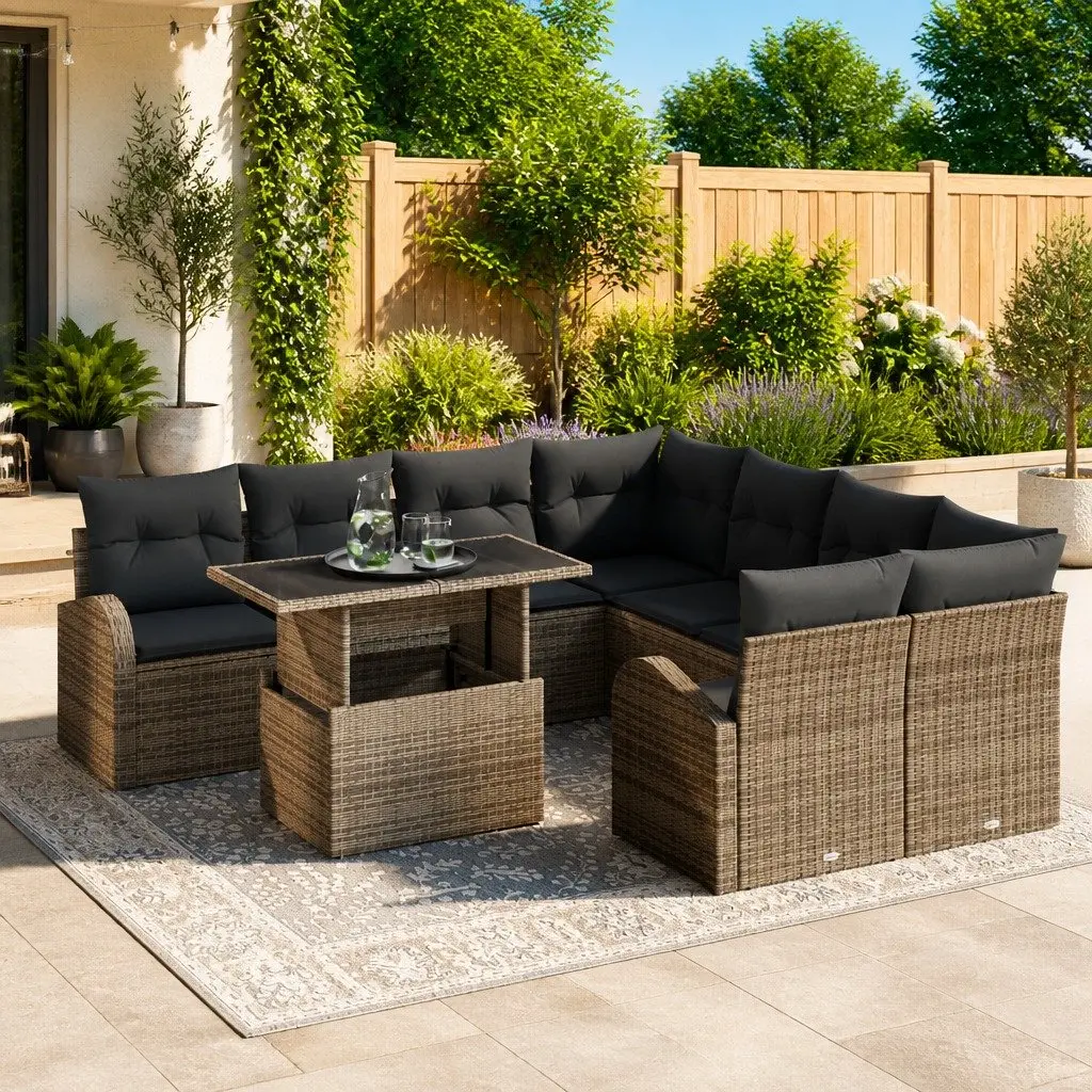 Outdoor 9-Piece Modular Sofa Set for Comfort