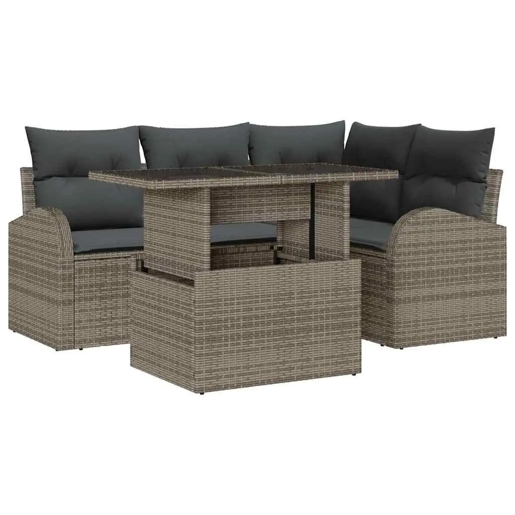 Modular Garden Sofa Set 5-Piece Outdoor Lounge Patio Furniture Grey