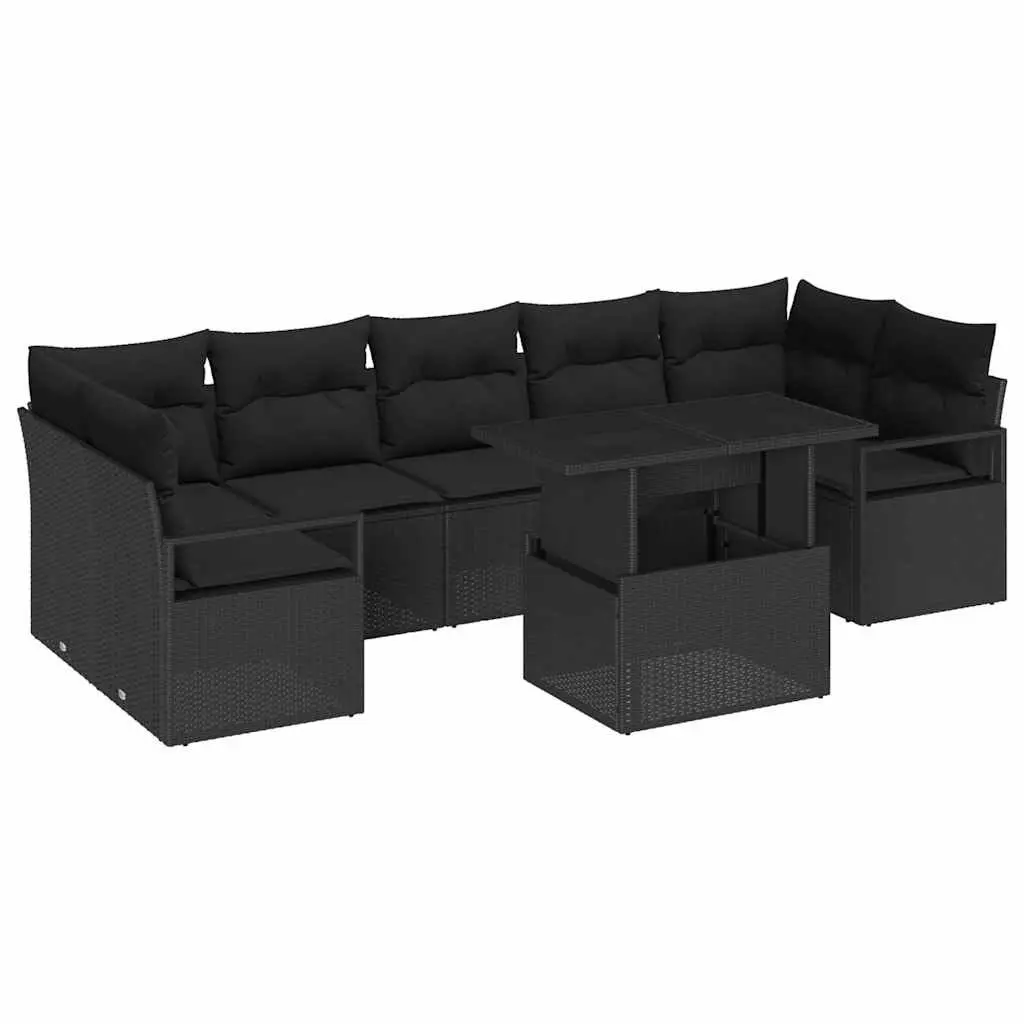 Garden Sofa Set 8 Pieces Outdoor Furniture Modular Seating Black Poly Rattan