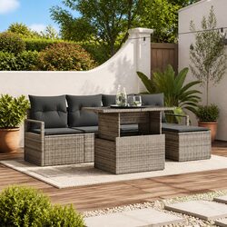 Comfortable and Durable 6 Piece Grey Garden Sofa Set