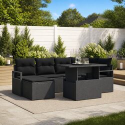 Comfortable and Practical 7-Piece Black Garden Sofa Set