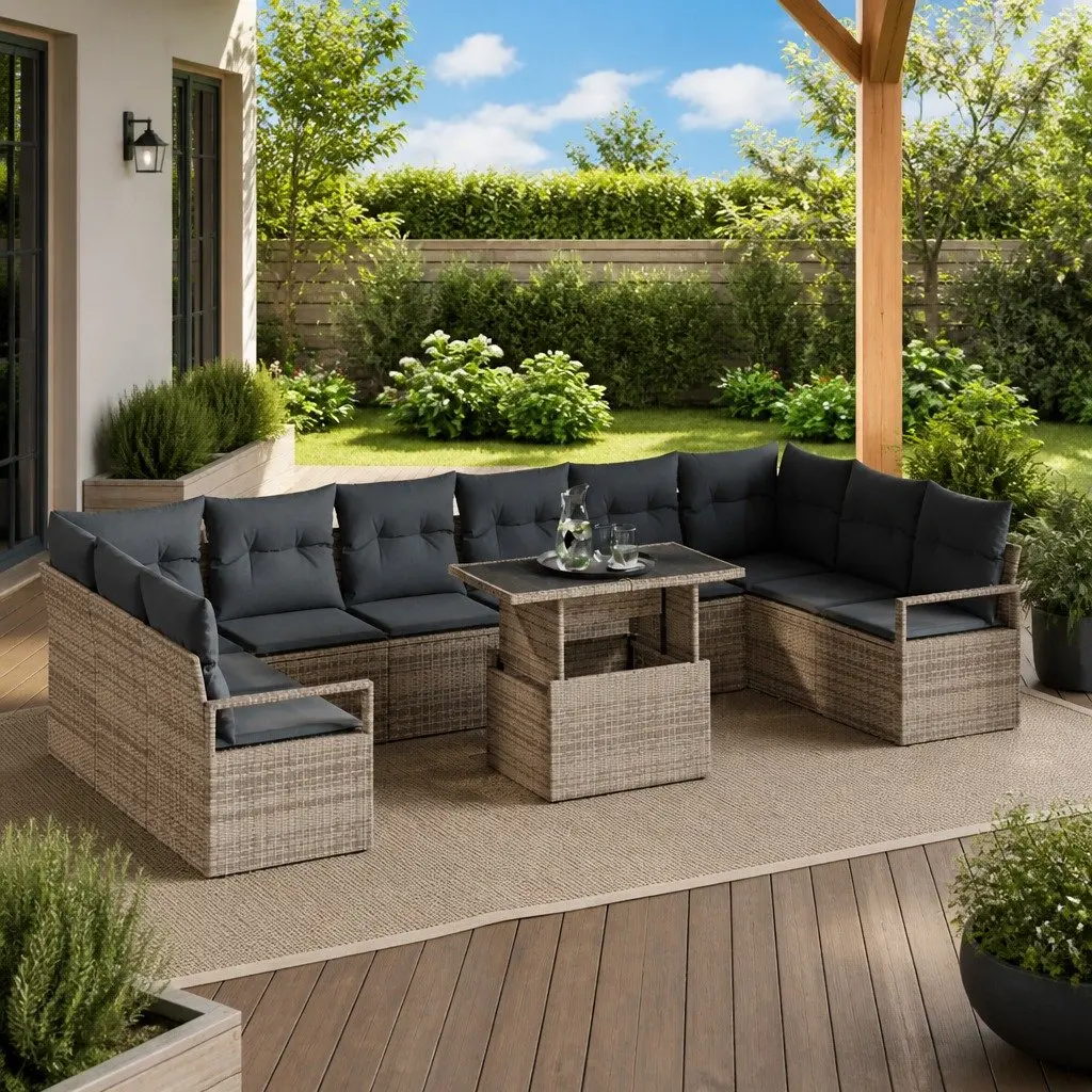11 Piece Garden Sofa Set with Storage