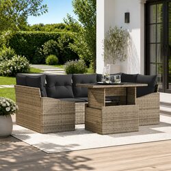 Comfortable 7 Piece Modular Outdoor Sofa Set with Storage - Black