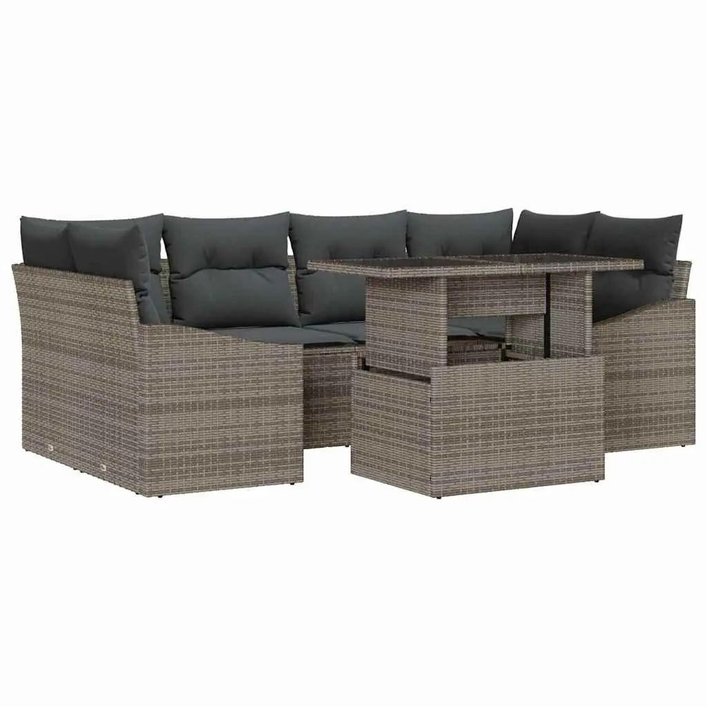 Modular Outdoor Garden Sofa Set 7 Piece Patio Furniture with Storage Black