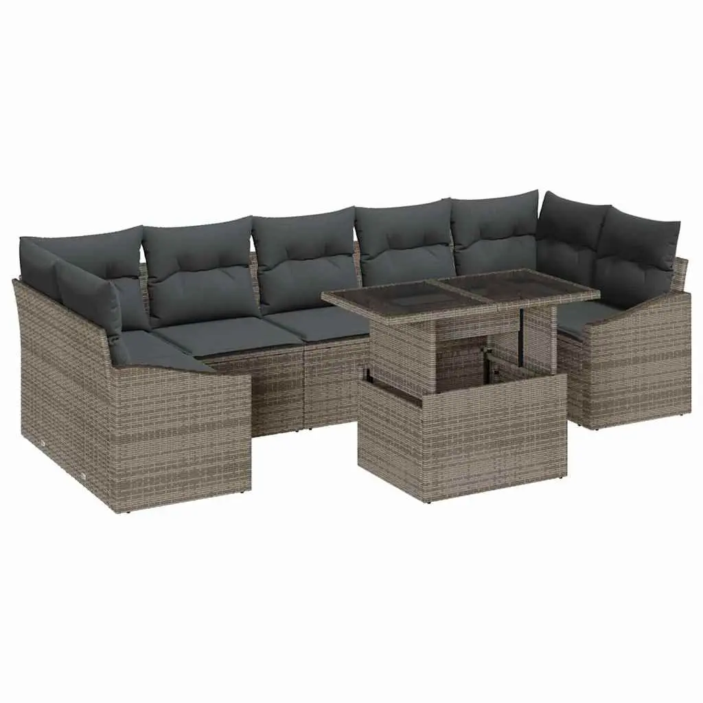 Modular Garden Sofa Set 8 Pieces Outdoor Furniture Poly Rattan Beige