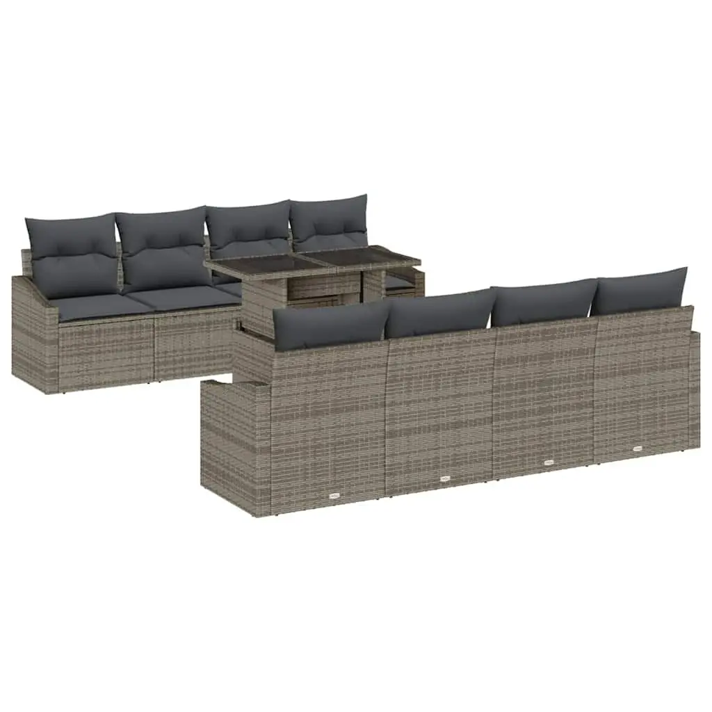 Modular Garden Sofa Set 9 Pieces Outdoor Patio Furniture Poly Rattan Black
